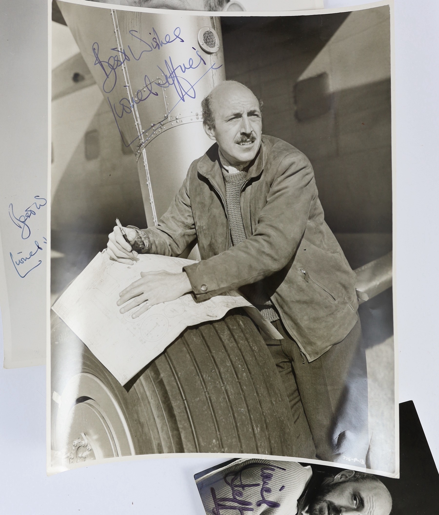 Lionel Jeffries (1926-2010) - Three signed black and white photographs of the actor/ director and 52 various other images showing him on set and between rehearsals, covering a large number of films, with theatre and othe